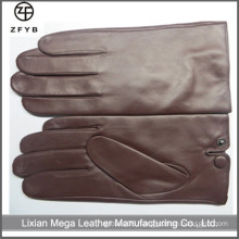 Mens 100% Genuine Red Wine Color Sheepskin Leather Warm Full finger Gloves Cashmere Lined